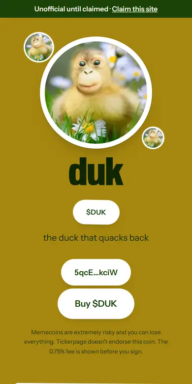 A sticker-style coin site
